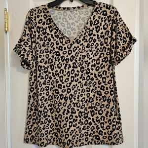 Leopard Print V-Neck Women's Top